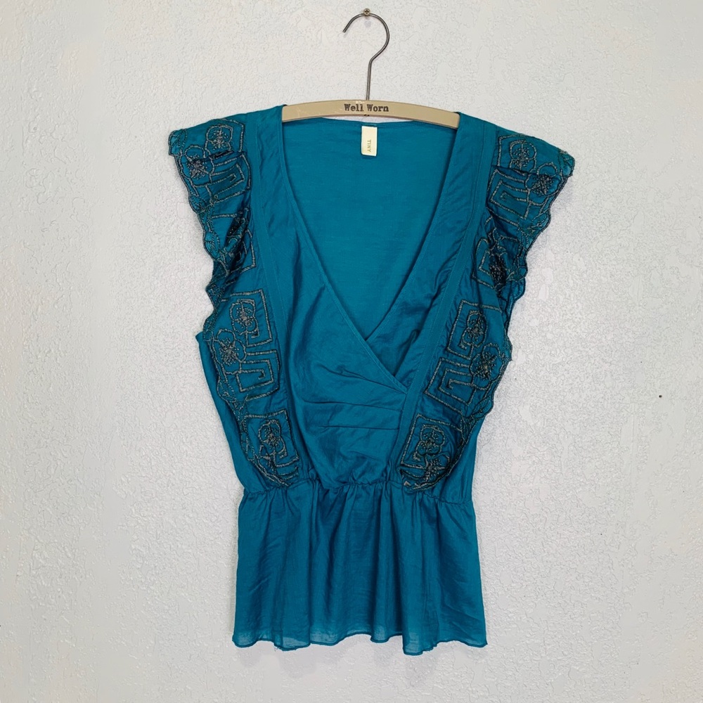 Anthropologie Tiny blouse w:Boho style embroidery